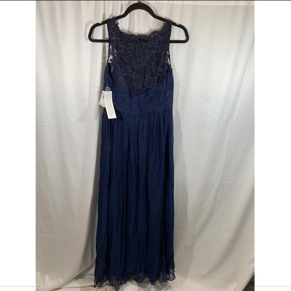 NWT Aidan Mattox Embellished Lace & Silk Chiffon Gown Twilight Blue [ SZ 6‎ ] - Picture 9 of 15